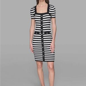 Karl Lagerfeld Monochrome Striped Mini Dress